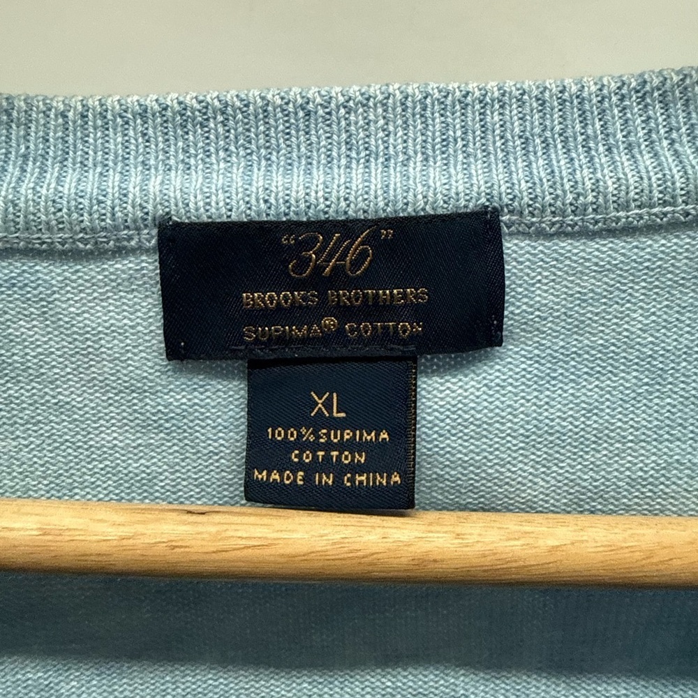 Brooks Brothers Pale Blue V-Neck Sweater - Picture 2 of 4